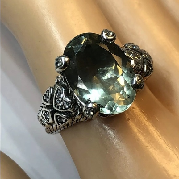 JUDITH Ripka 925 SS prasiolite size 7 ring - Picture 8 of 15